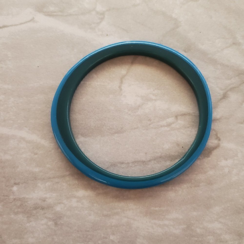 💙 Vitnage 1980s 80s J.Crew Two Tone Blue Retro Mod Bangle Bracelet 💙 - Picture 2 of 4